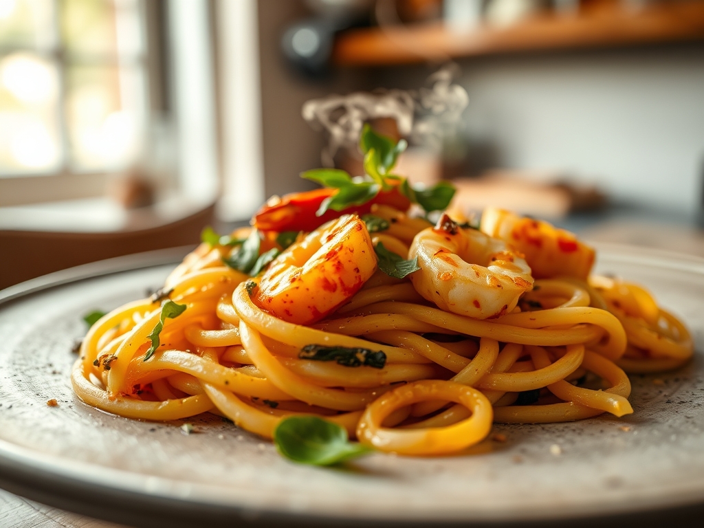 Spicy Seafood Linguine
